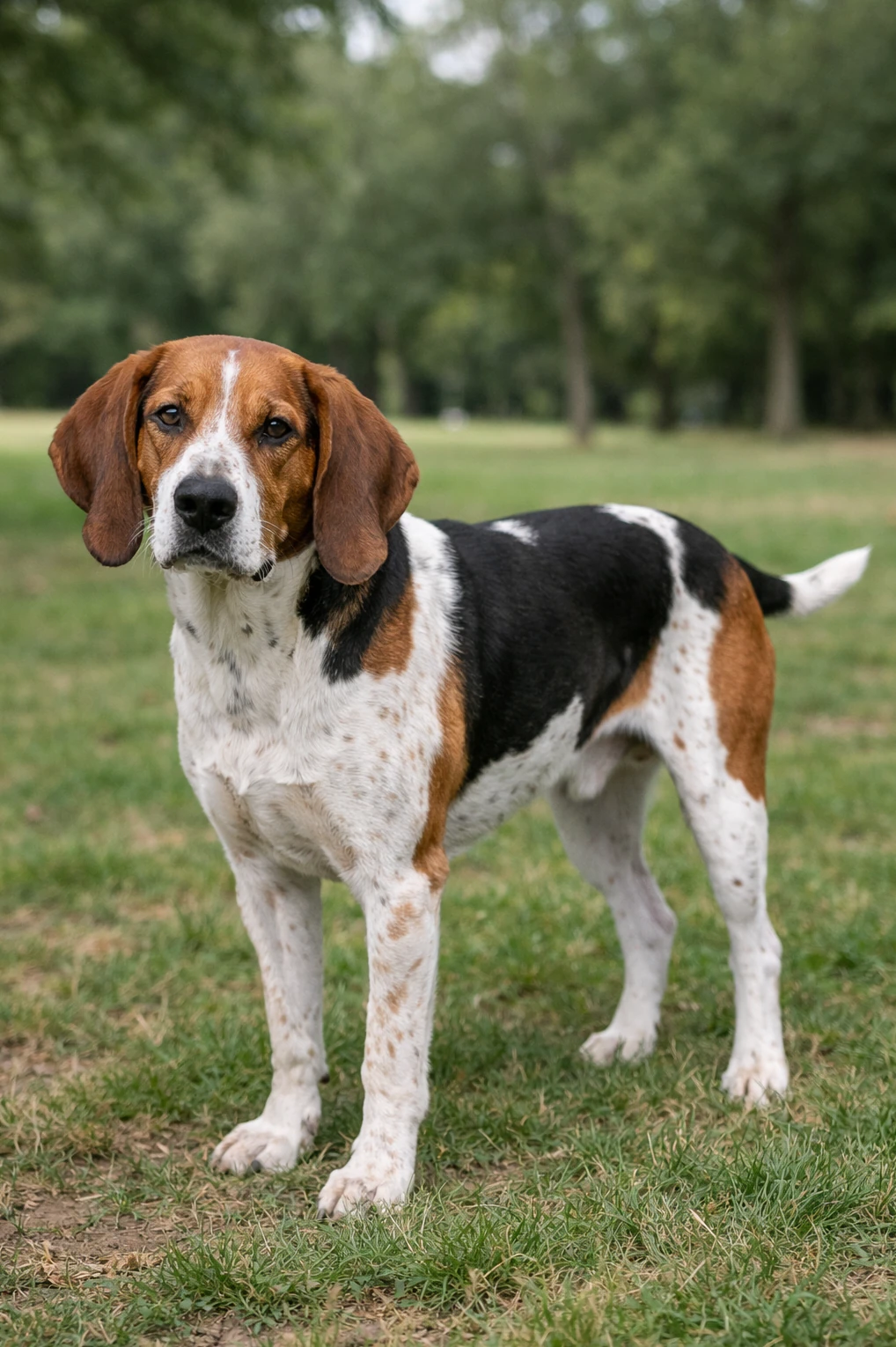 American English Coonhound in a park