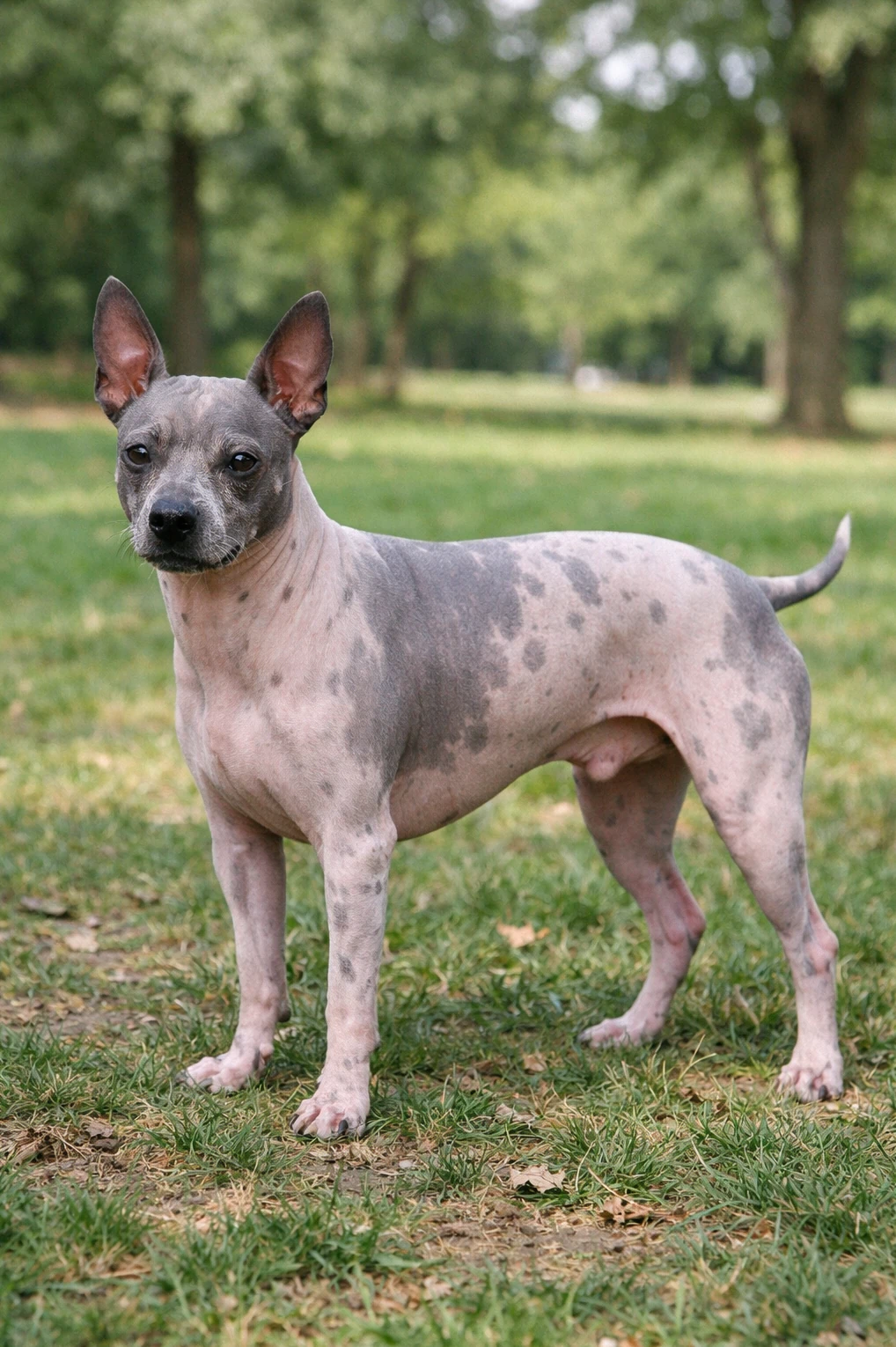 American Hairless Terrier in a park