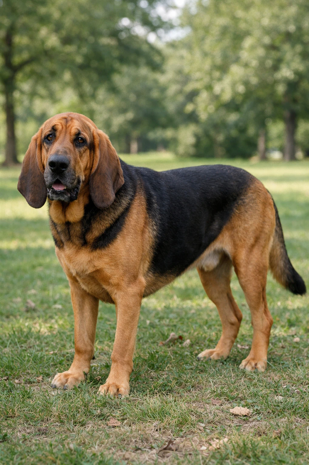 Bloodhound in a park