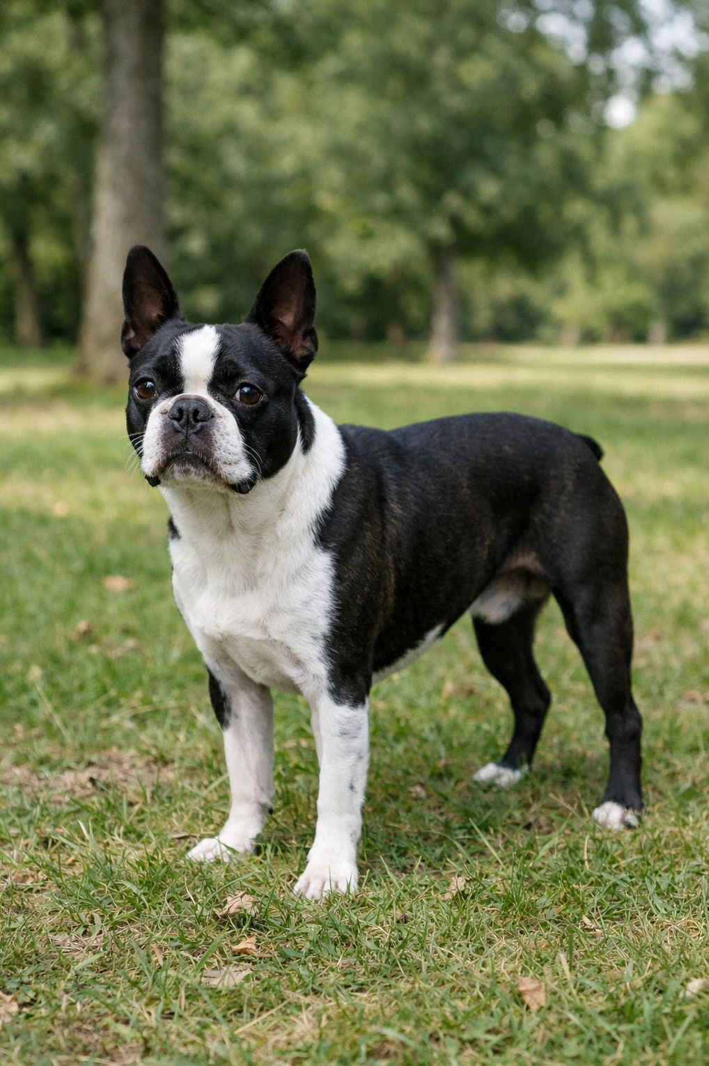 Boston Terrier in a park