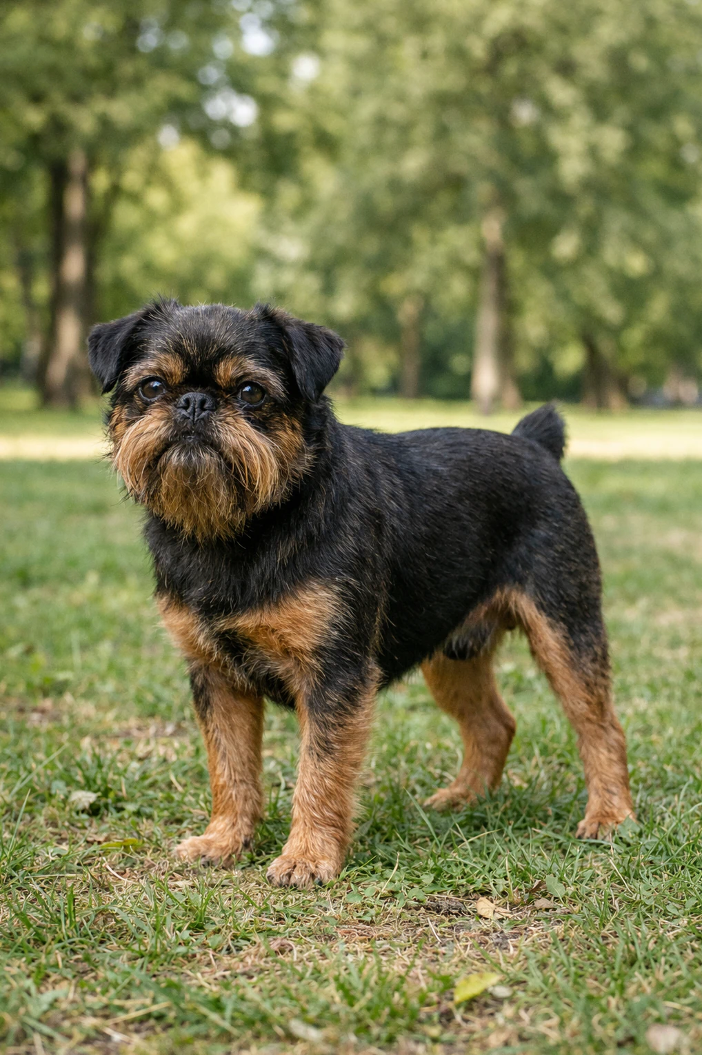 Brussels Griffon in a park