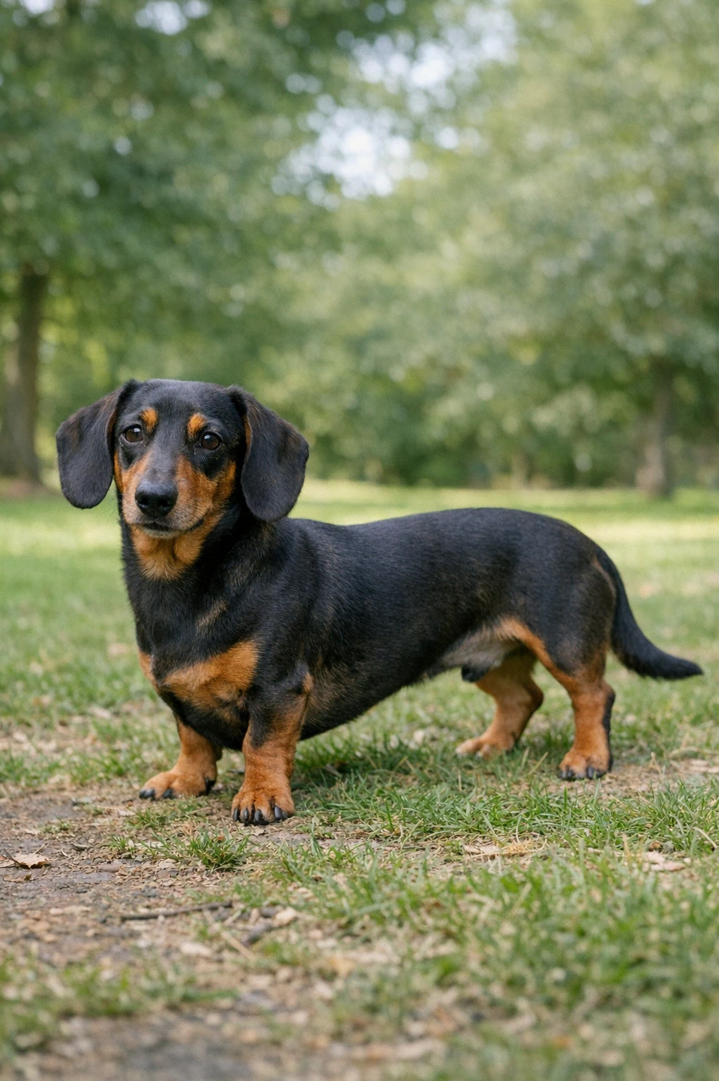 Dachshund in a park