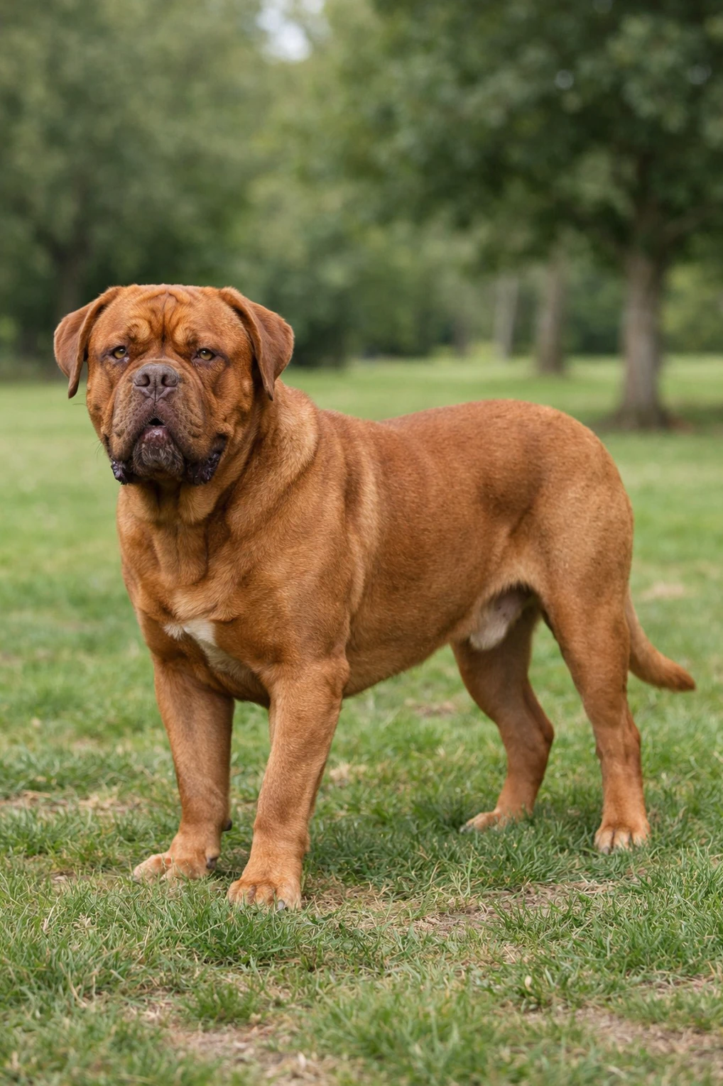 Dogue de Bordeaux in a park