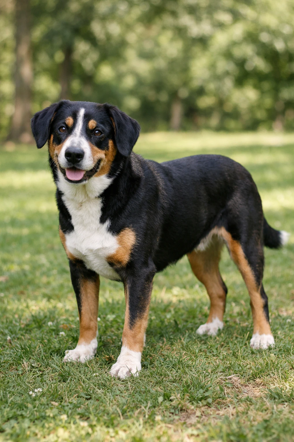 Entlebucher Mountain Dog in a park