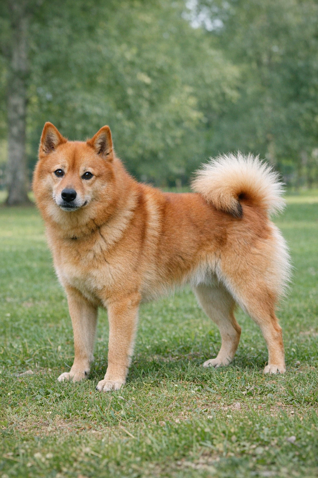 Finnish Spitz in a park