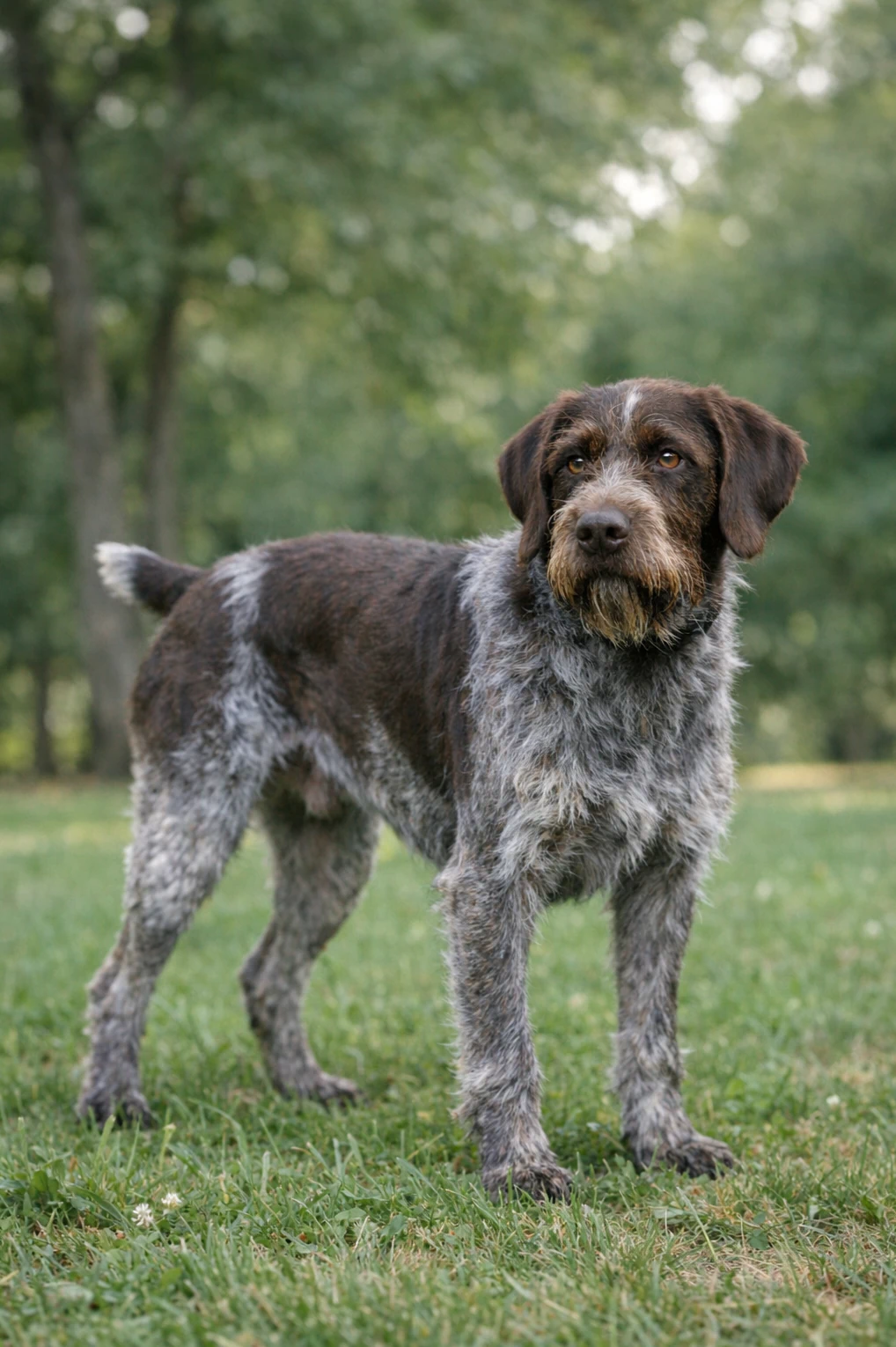 German Wirehaired Pointer in a park