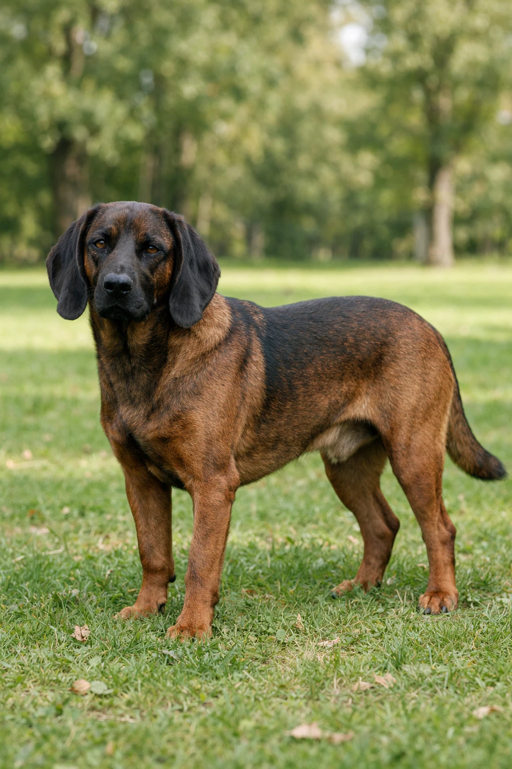 Hanoverian Scenthound in a park