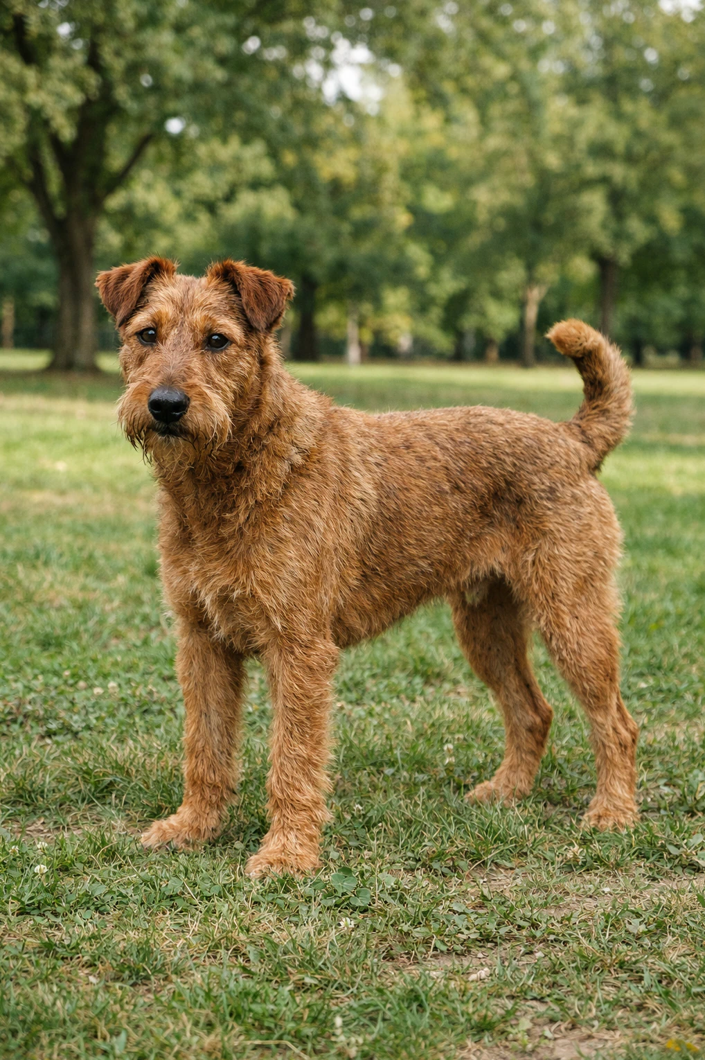 Irish Terrier in a park
