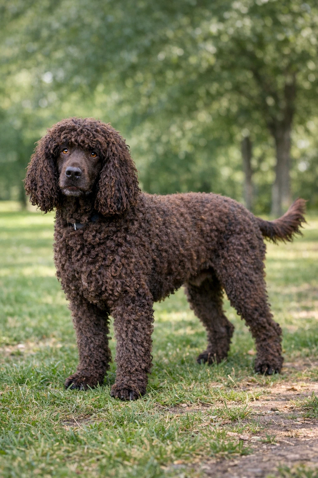 Irish Water Spaniel in a park