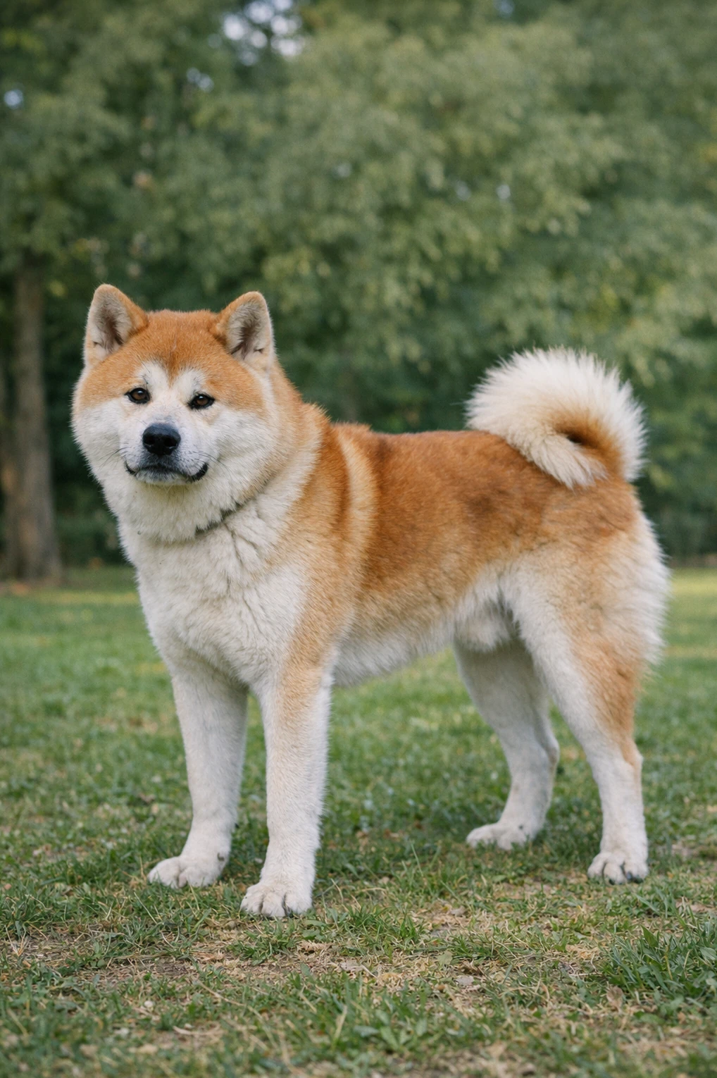 Japanese Akitainu in a park