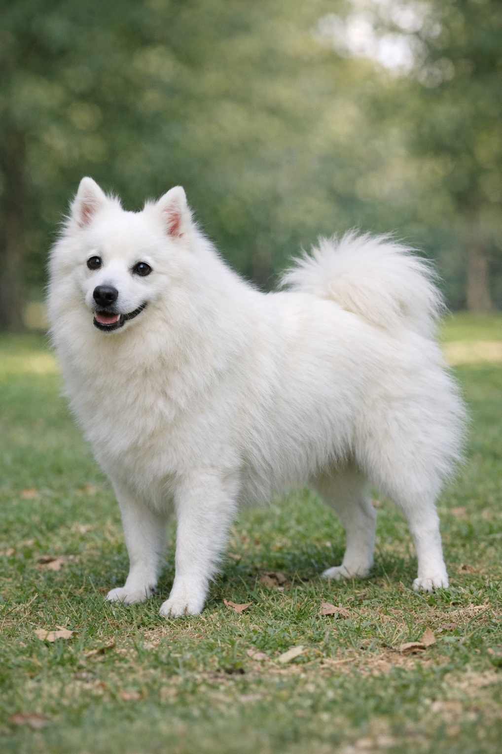Japanese Spitz in a park