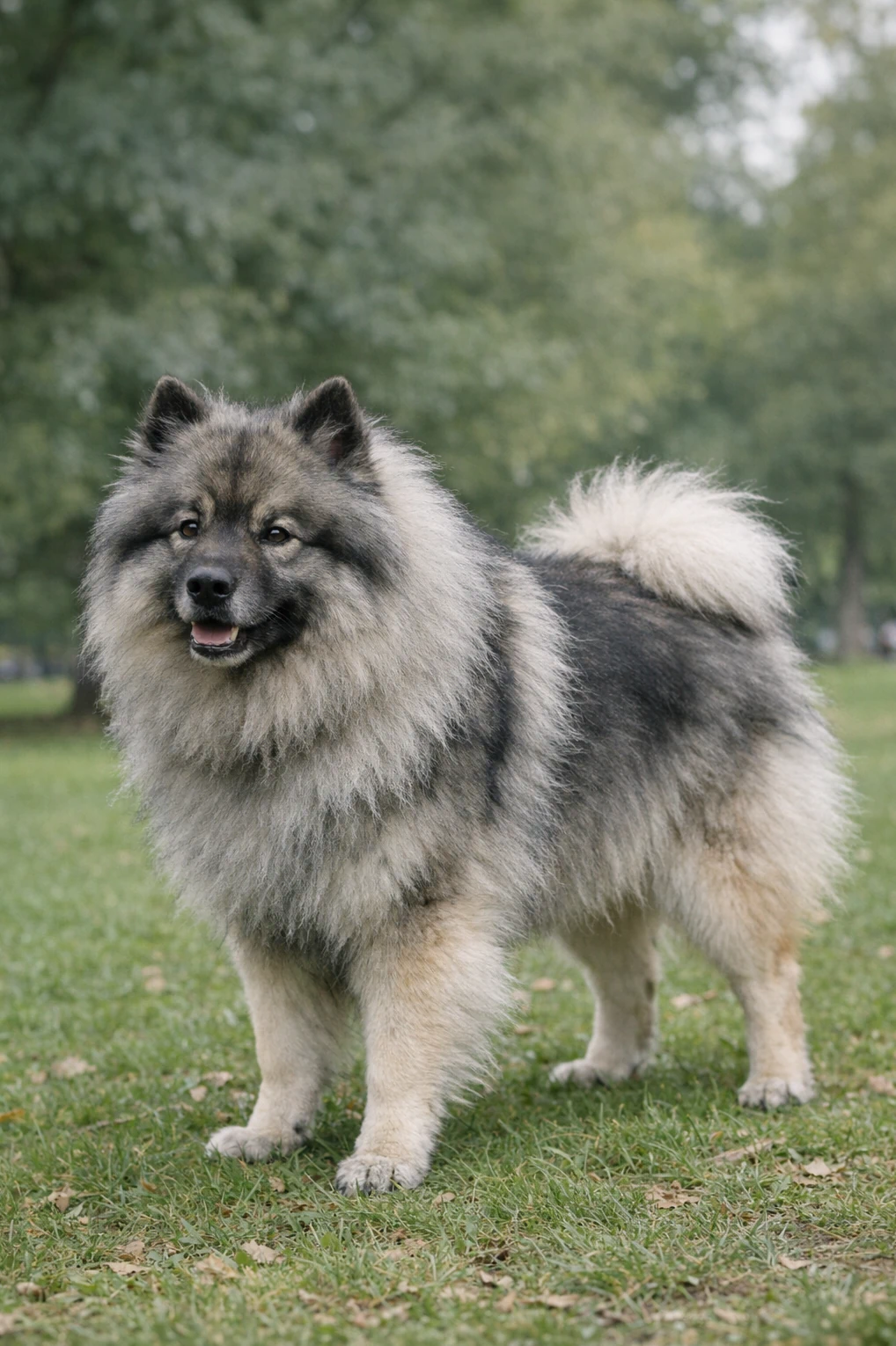 Keeshond in a park