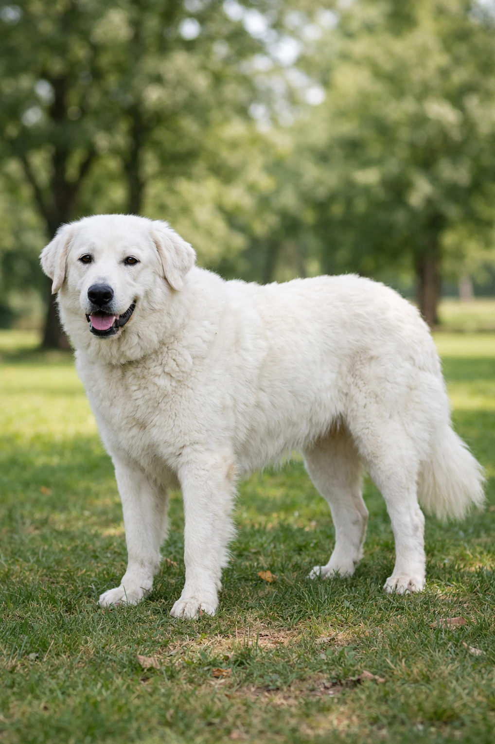Kuvasz in a park