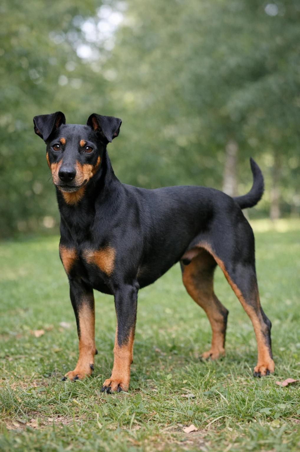 Manchester Terrier (Standard) in a park