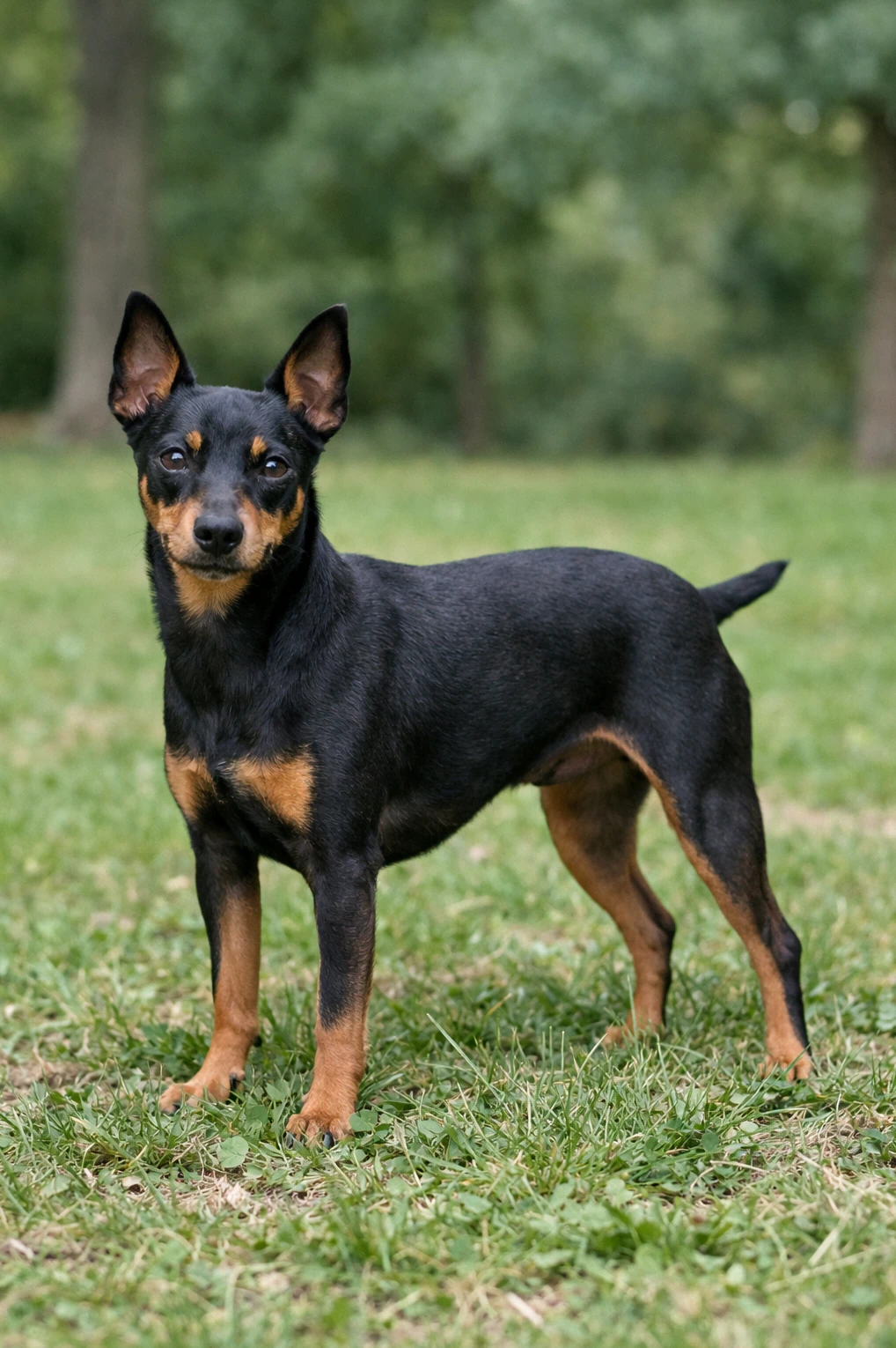 Manchester Terrier (Toy) in a park