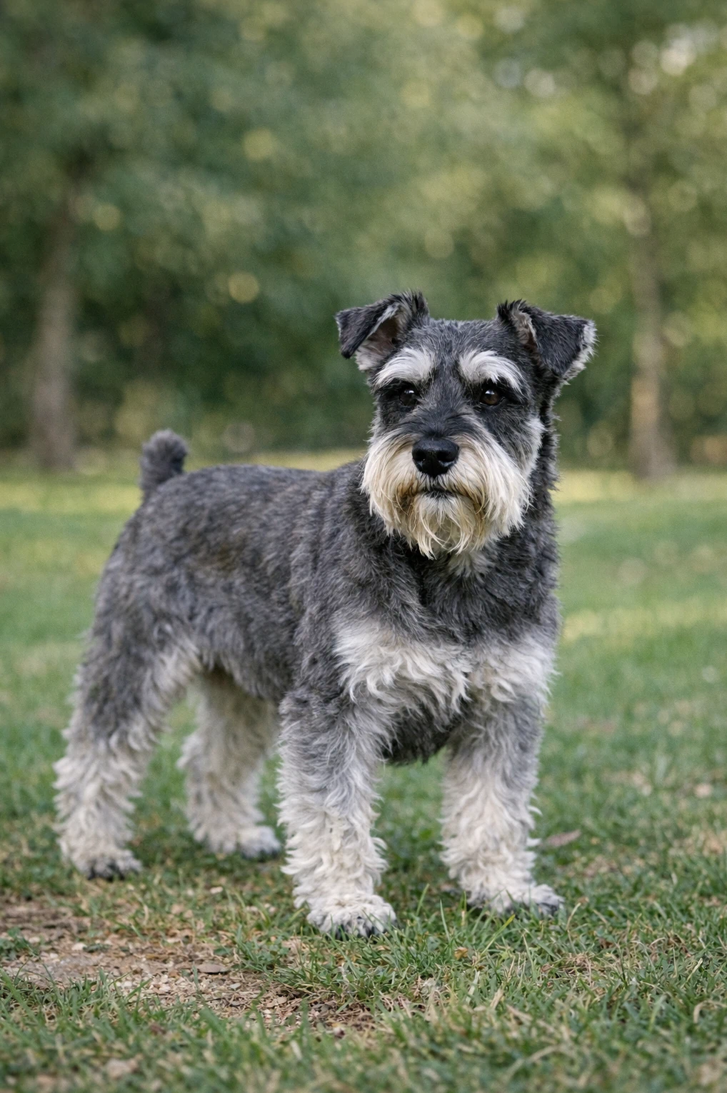 Miniature Schnauzer in a park