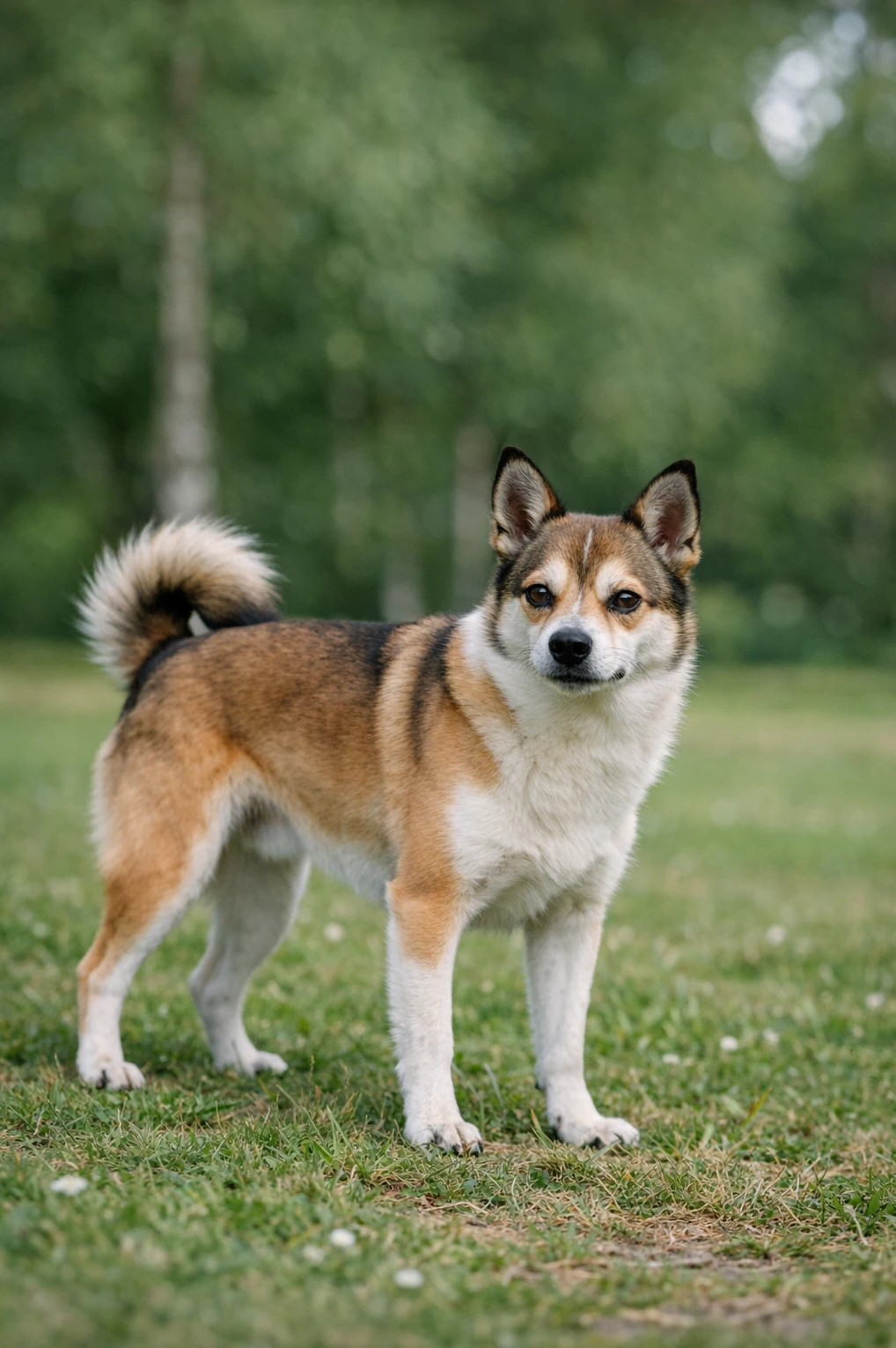 Norwegian Lundehund in a park