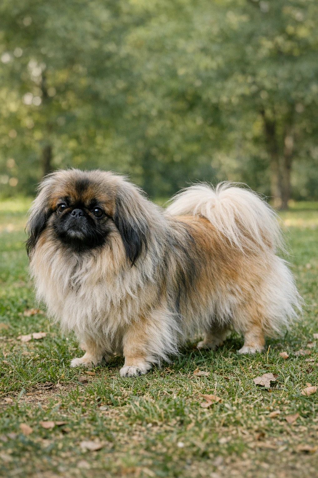 Pekingese in a park