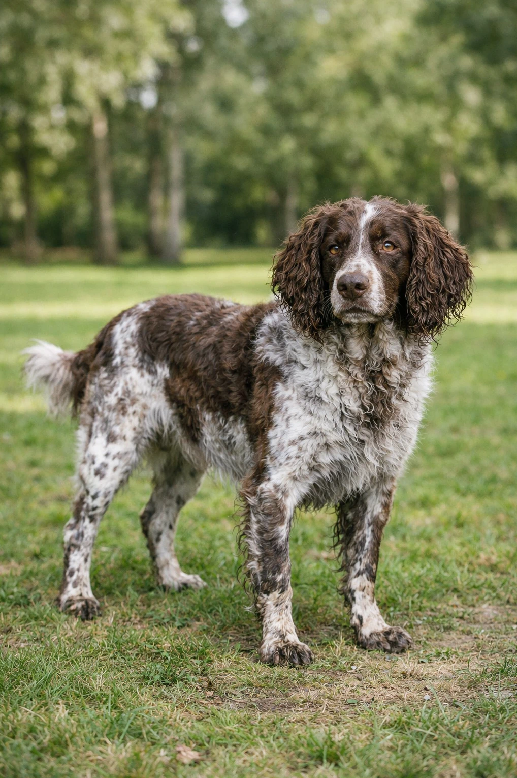 Pont-Audemer Spaniel in a park