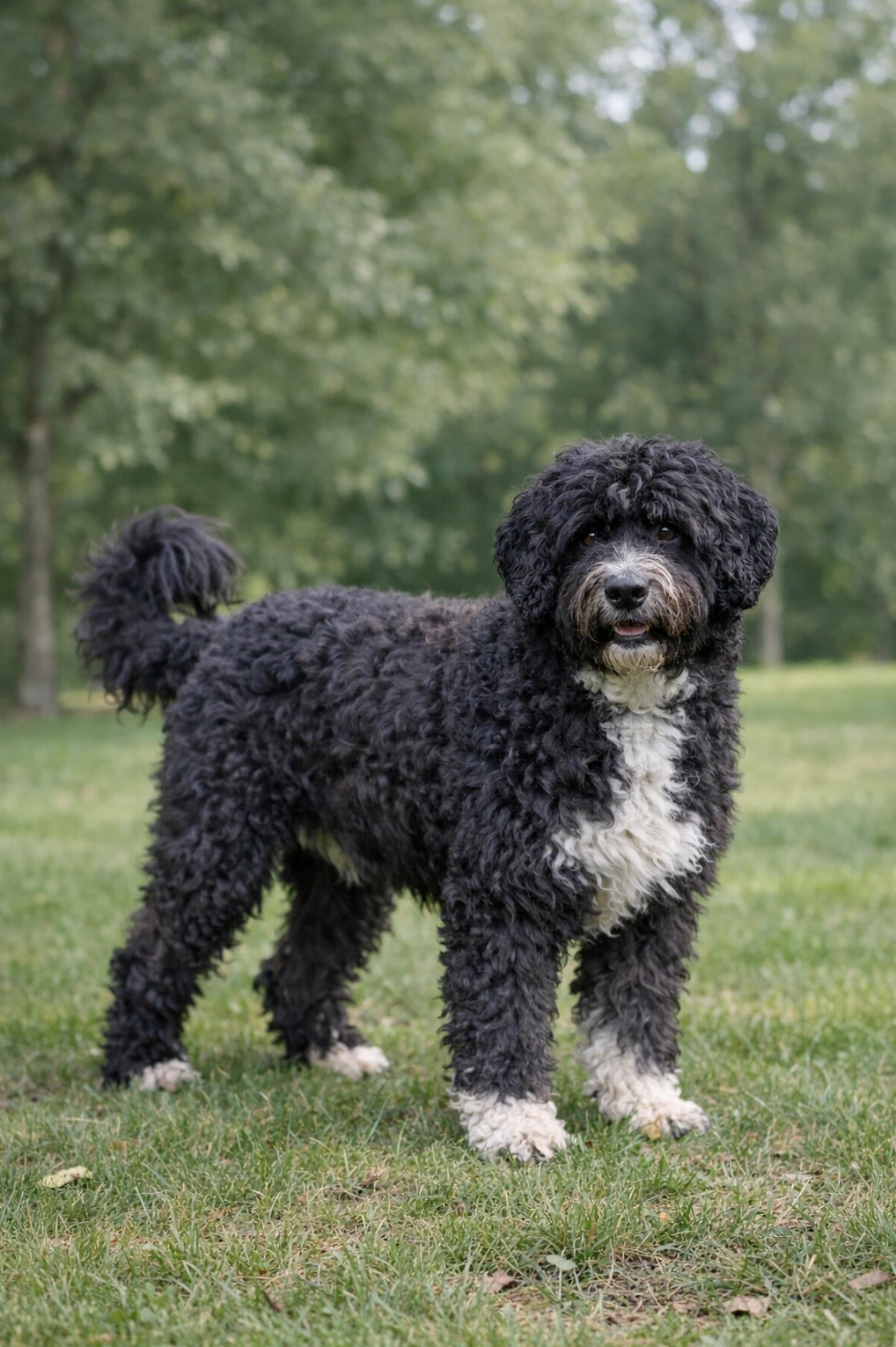 Portuguese Water Dog in a park