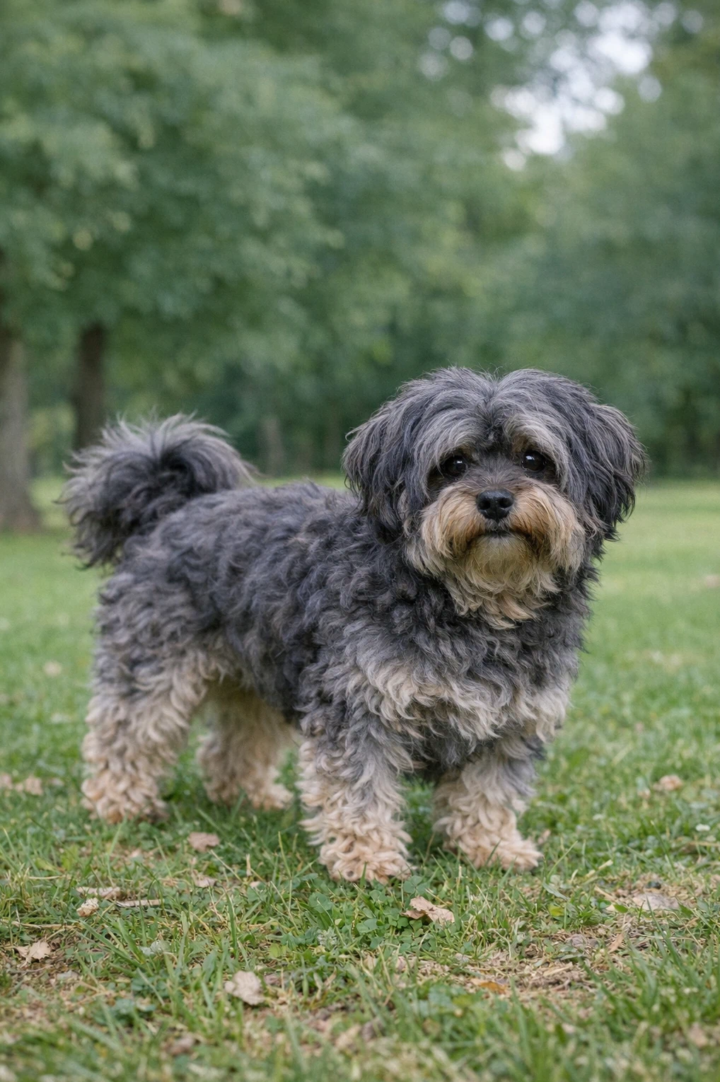 Russian Tsvetnaya Bolonka in a park