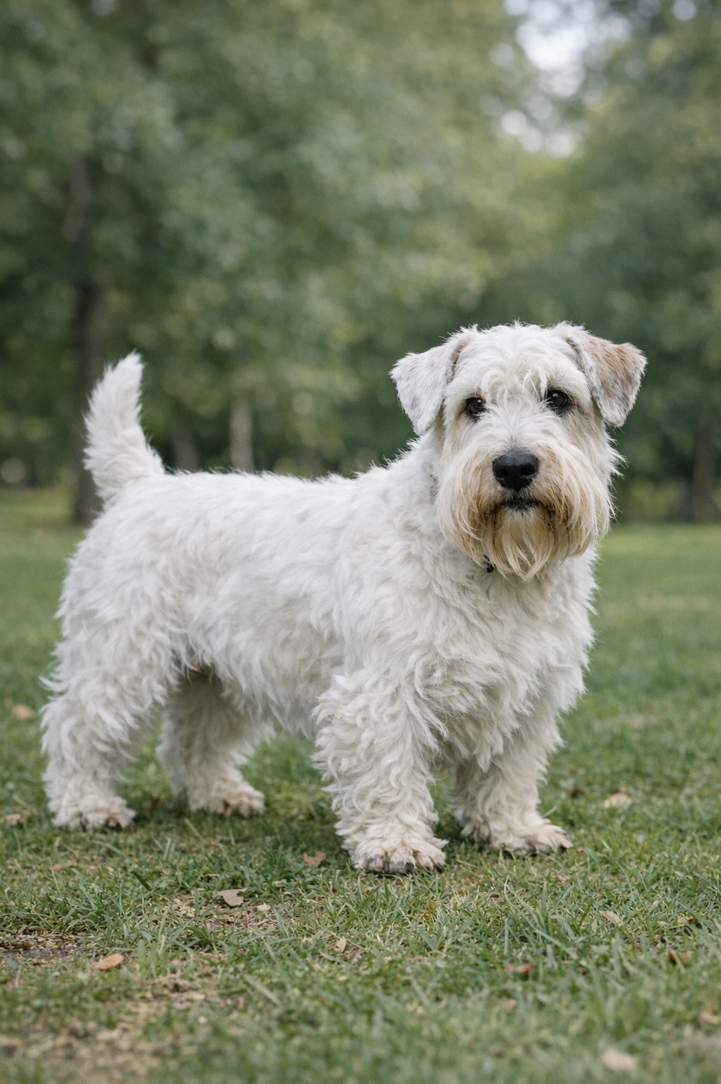 Sealyham Terrier in a park