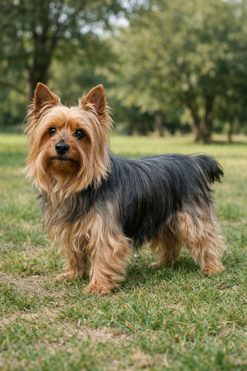 Silky Terrier in a park