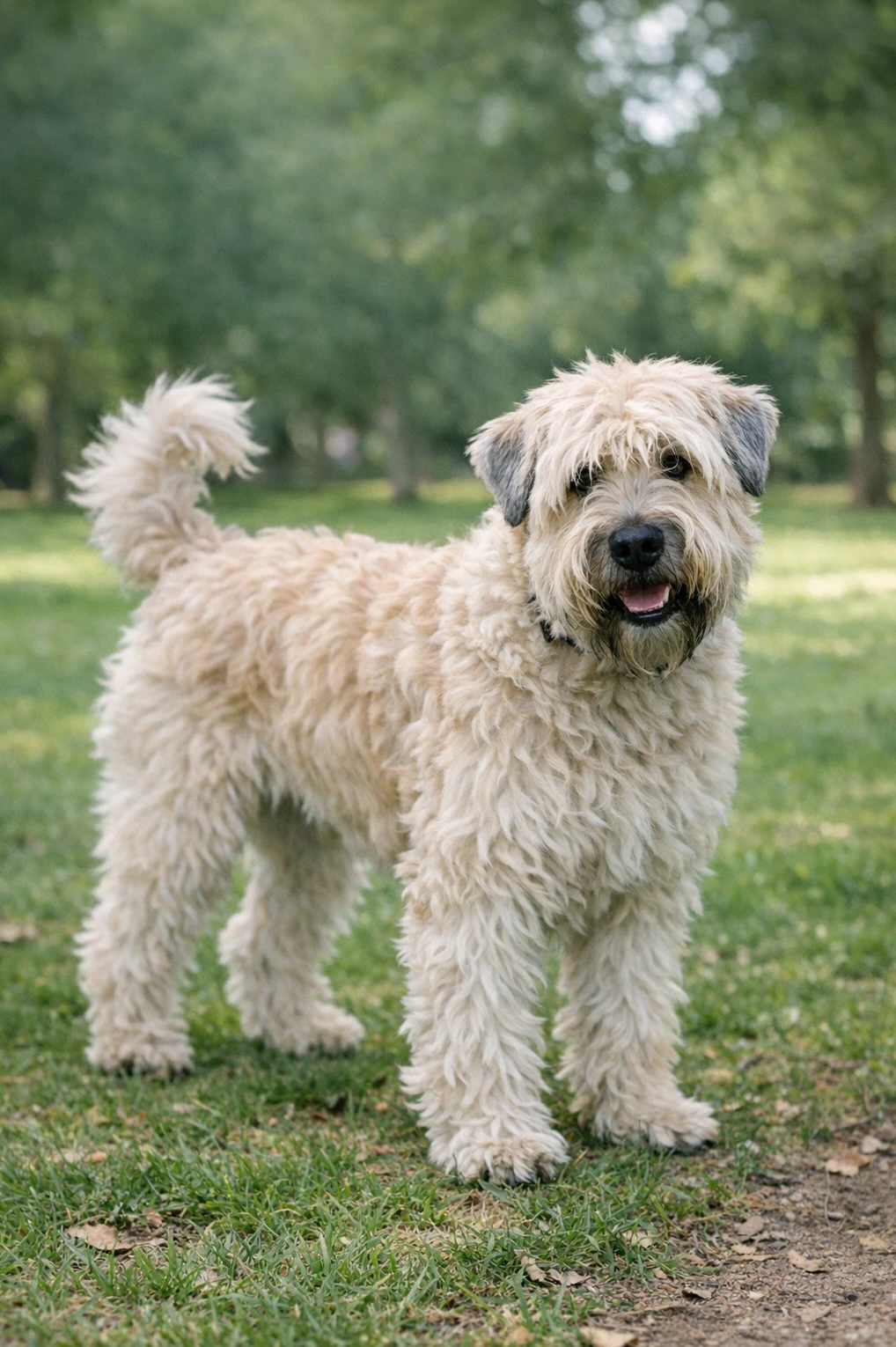 Soft Coated Wheaten Terrier in a park