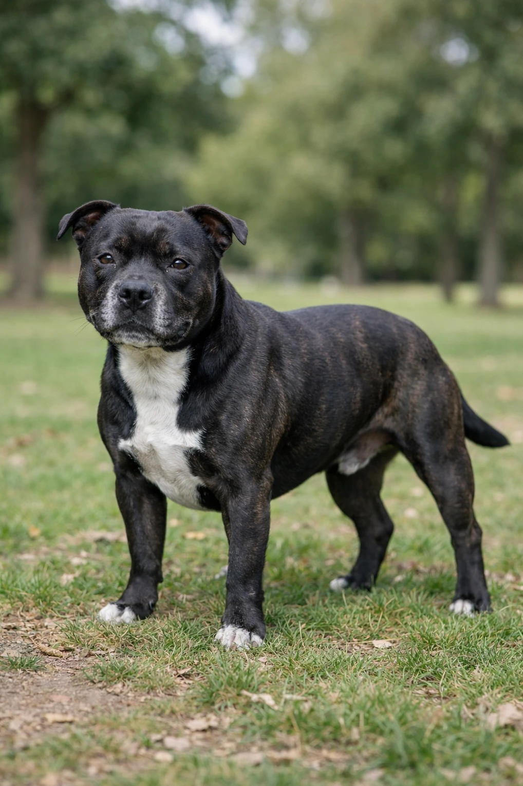 Staffordshire Bull Terrier in a park