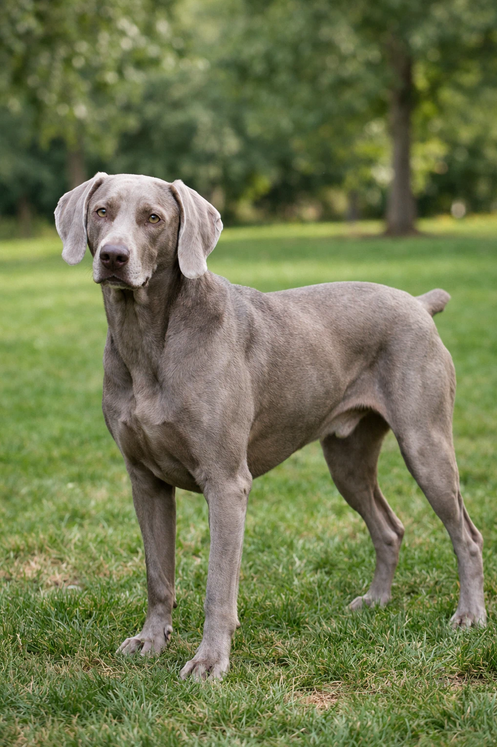 Weimaraner in a park
